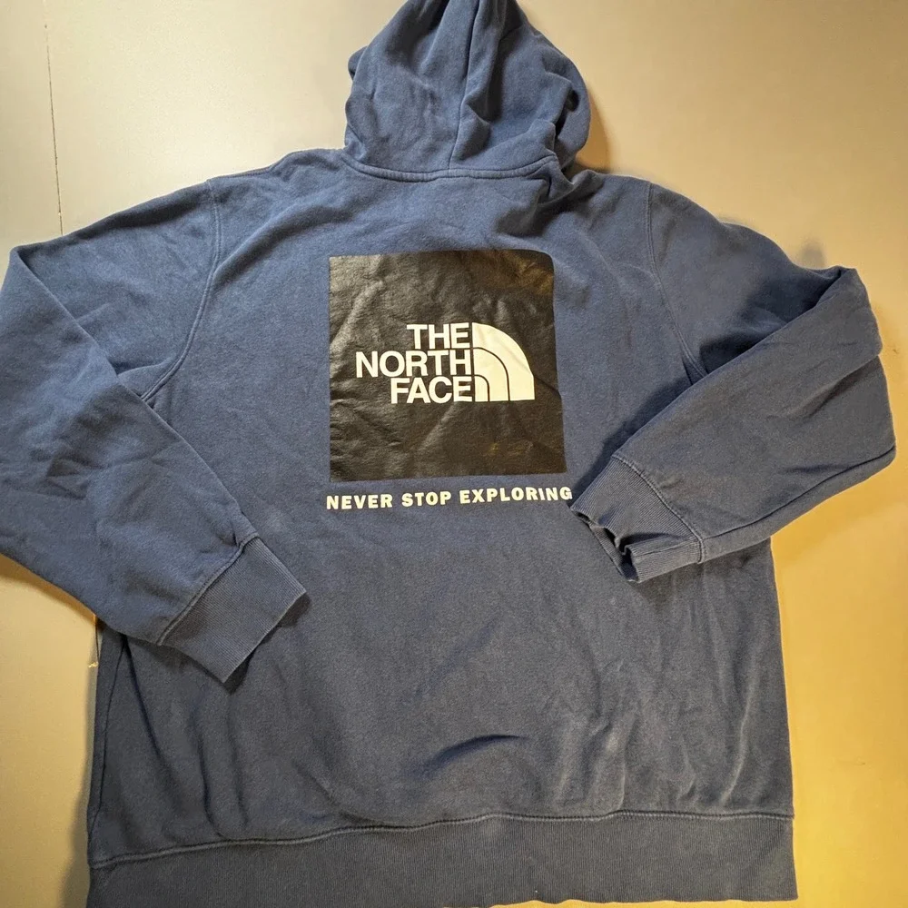 The North Face Hoodie Mens XL Blue‎ Sweatshirt Pullover Never Stop Exploring